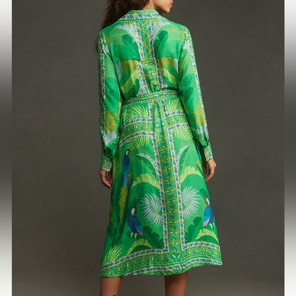 New FARM Rio Macaw Scarf Chemise Midi Dress - Picture 2 of 3